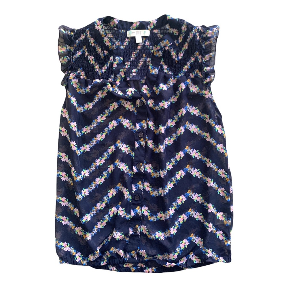 Love Fire Floral Sheer Button Down Top Size Medium